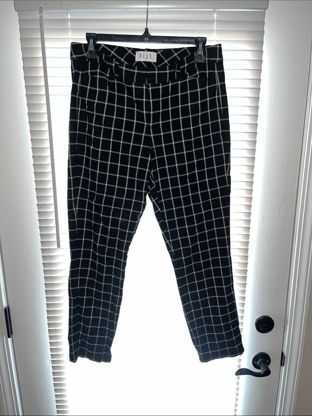 Elle Black Checkered Women’s Dress Pants